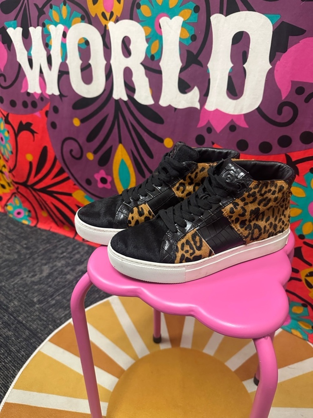 GREATS Brooklyn Leopard Mid Hair calf shoes sz 7.5 - Picture 2 of 9